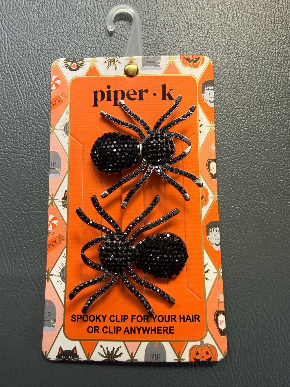 Piper Black Rhinestone Spider Hair Clips - Set of 2